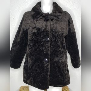 Vintage Maria Dionisiou Lined Brown Faux Fur Coat Women’s Size 7